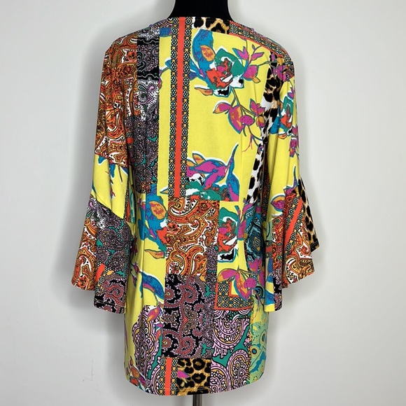 MELISSA PAGE Embellished Print Bell Sleeve Top S - Picture 8 of 8